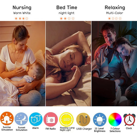 "Viral Sunrise Wake up Alarm Clock with FM Sunrise & Sunset Simulation 7-Color Nightlight"